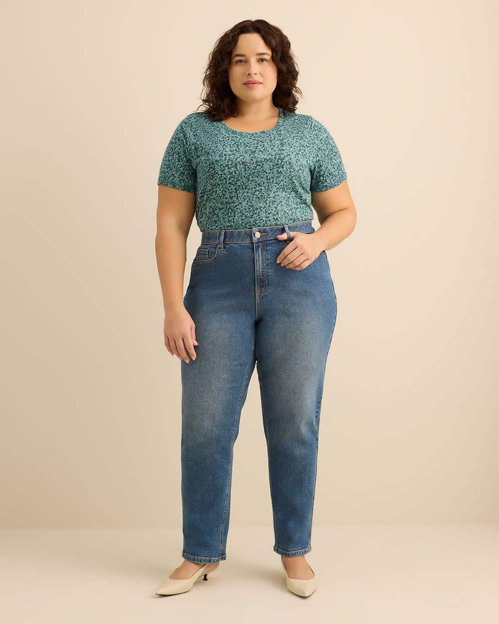 T-shirt coupe galbée à col rond 