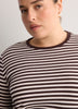 Brown Striped Boyfriend-Fit Long-Sleeve Rib Knit Tee
