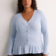 Responsible, Fit and Flare Peplum Button-Down Sweater