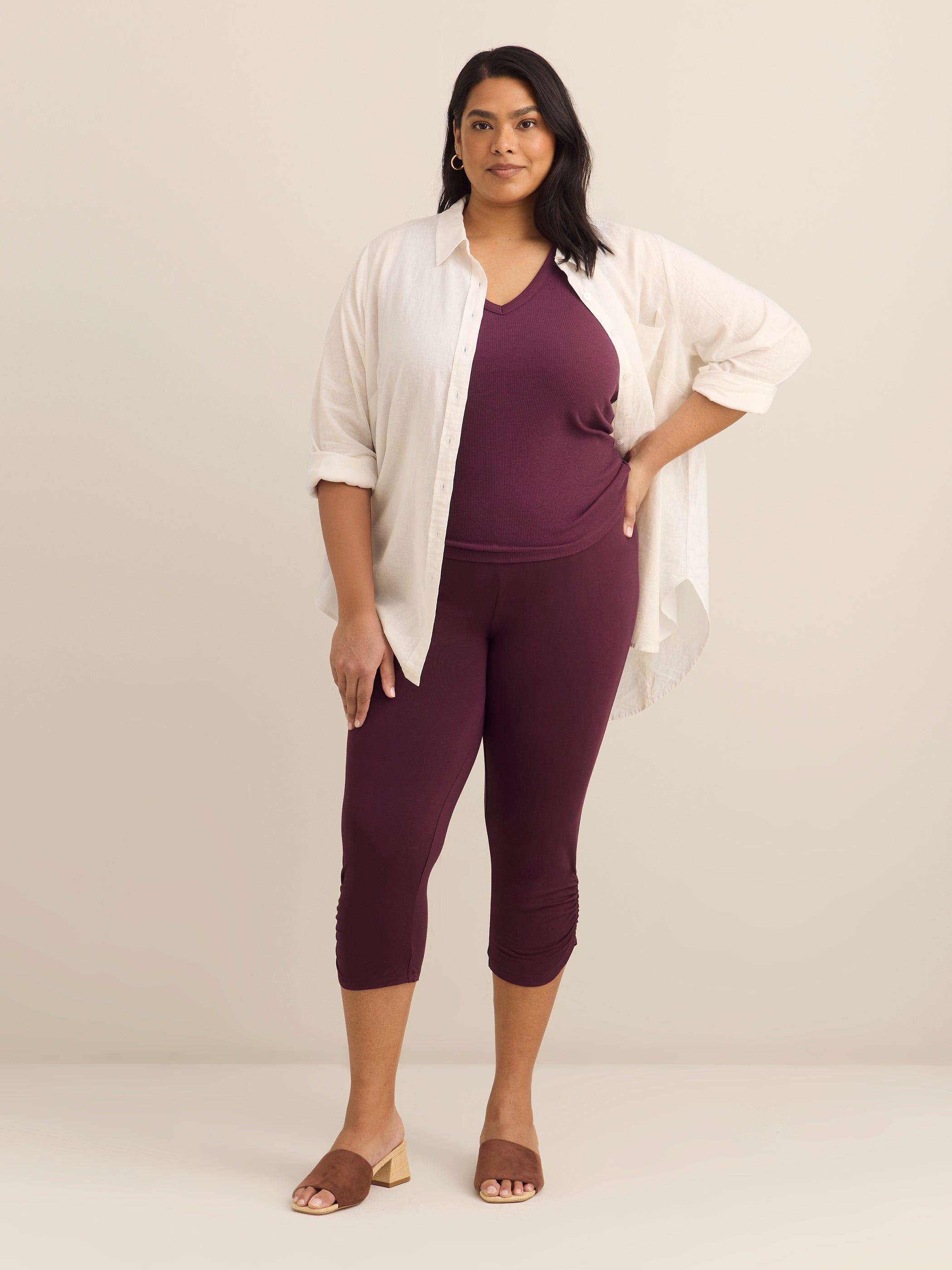 Responsible, Fashion Capri Legging with Shirred Hem