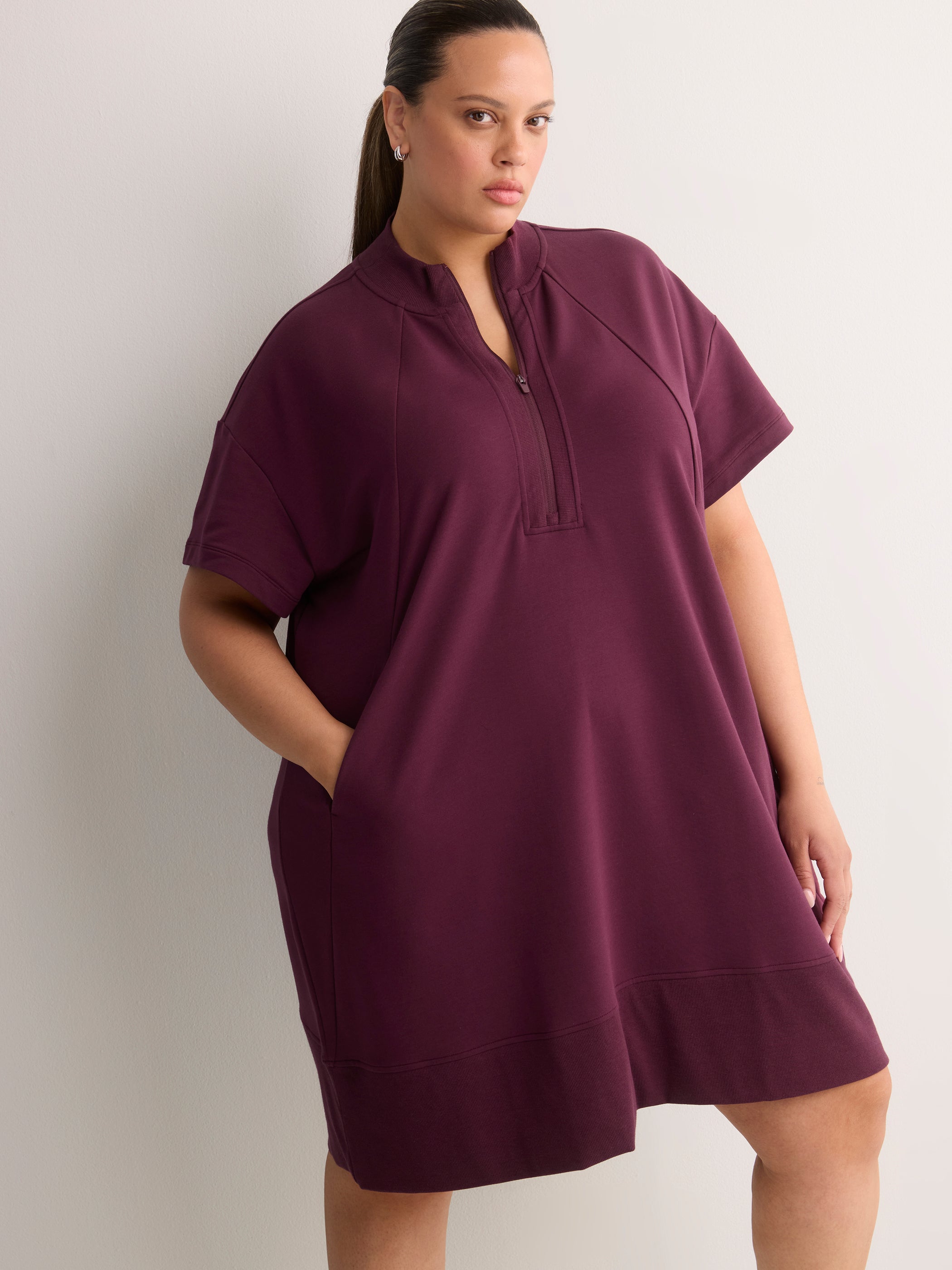 Short-Sleeve Mock-Neck Dress - Active Zone