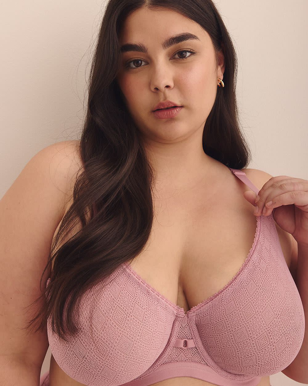 Unlined Pink Underwire Geometric Lace Bra - ti Voglio