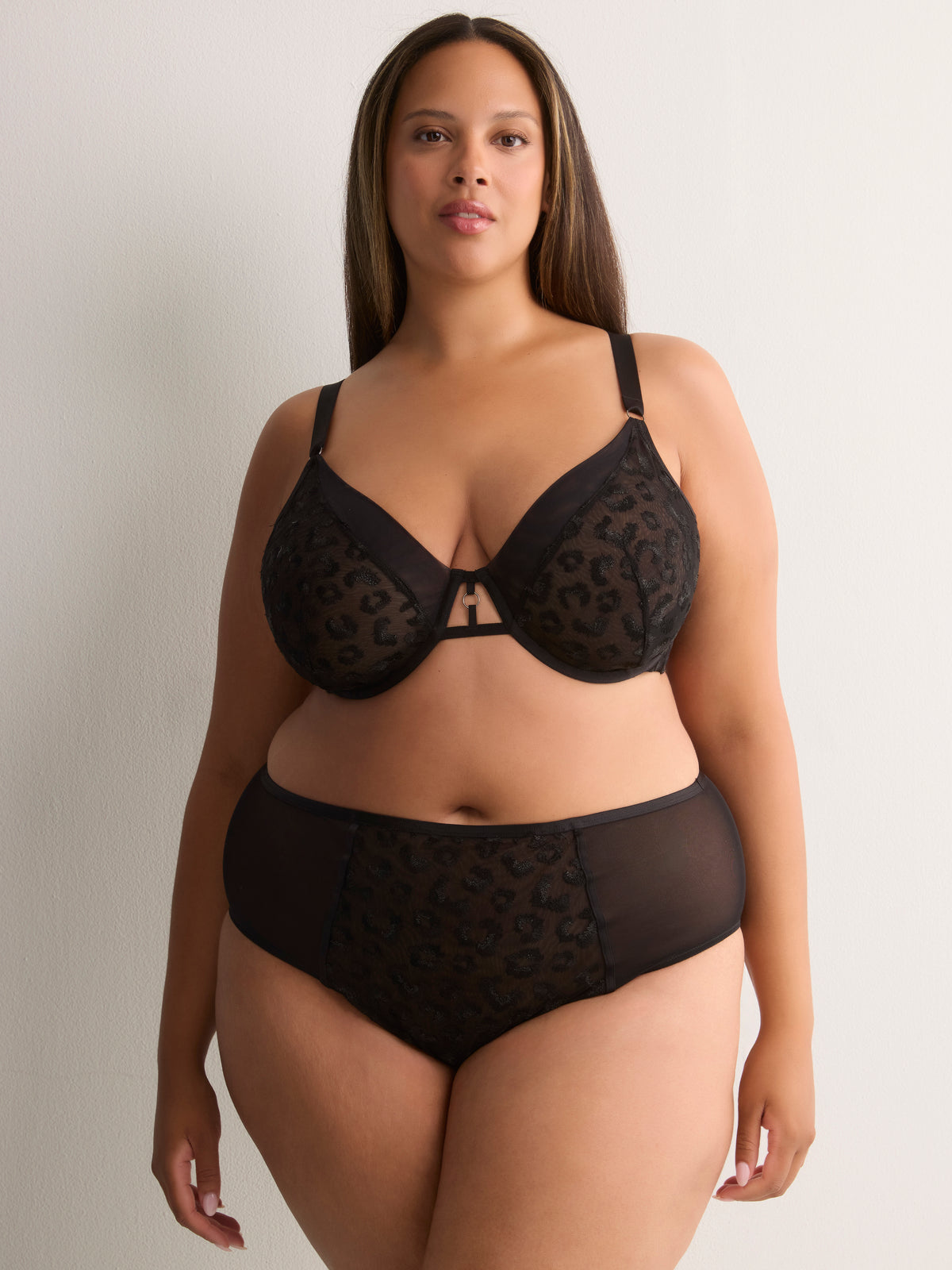 Sexy Black High-Cut Brief with Cheetah Embroidery - Déesse Collection