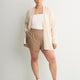 Brown Pinstripe Stretch Pull-On Short - Active Zone