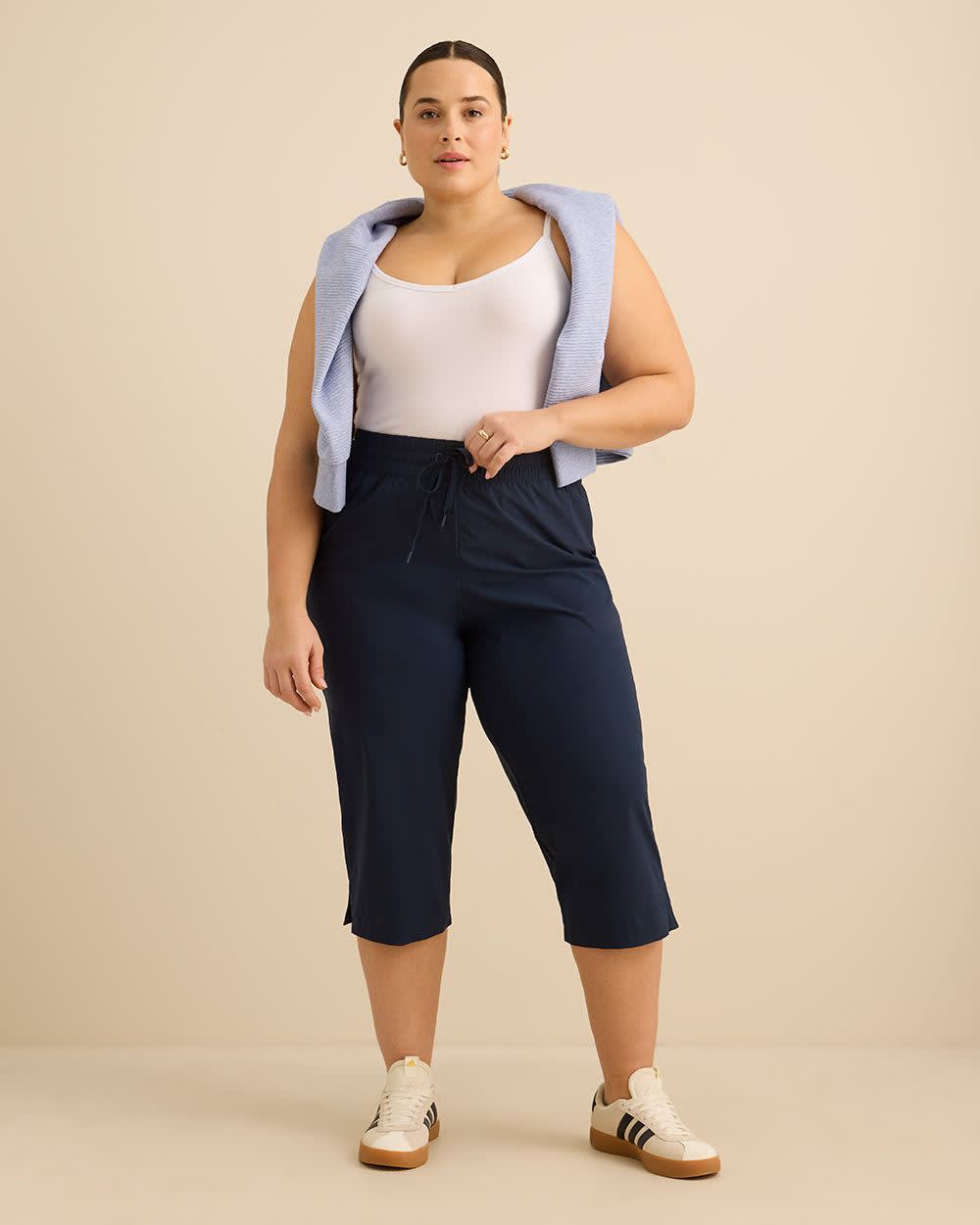 Pantalon capri extensible bimatière