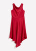 Asymmetric Satin Cocktail Midi Dress - Addition Elle