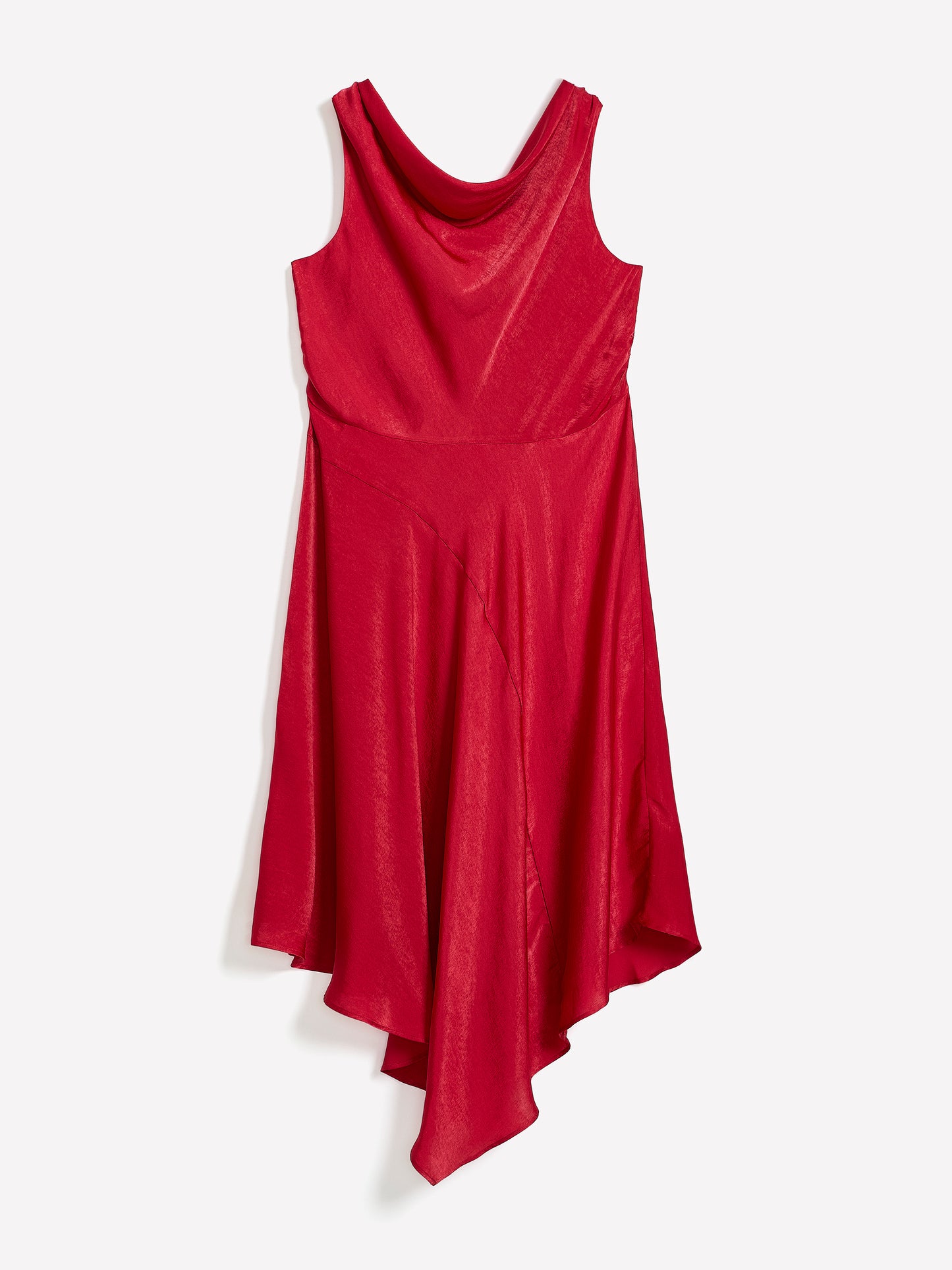 Asymmetric Satin Cocktail Midi Dress - Addition Elle