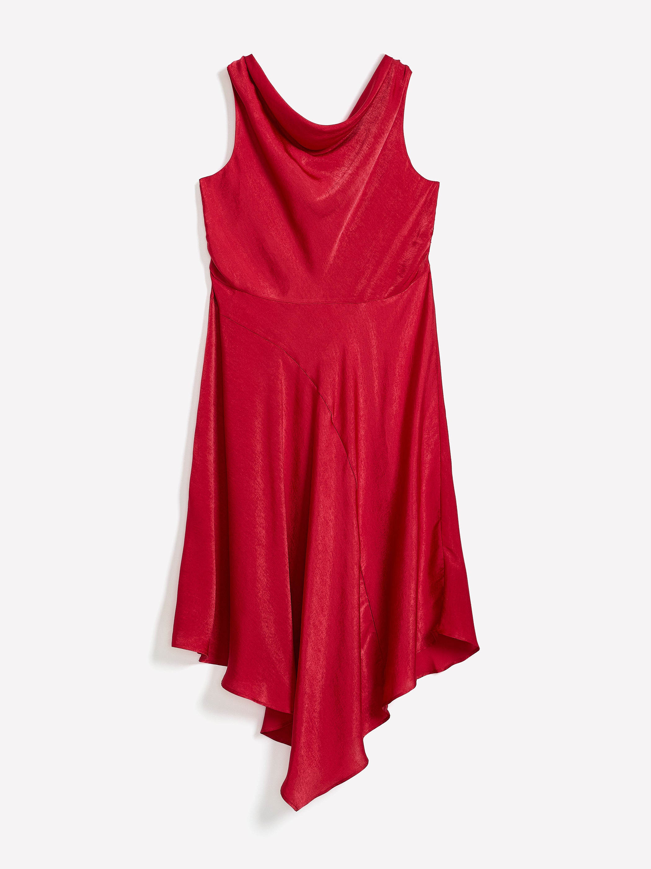 Asymmetric Satin Cocktail Midi Dress - Addition Elle