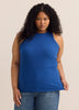 Fitted Halter-Neck Rib Knit Tank Top