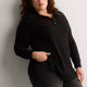 Loose Waffle Knit Tunic with Buttoned Collar