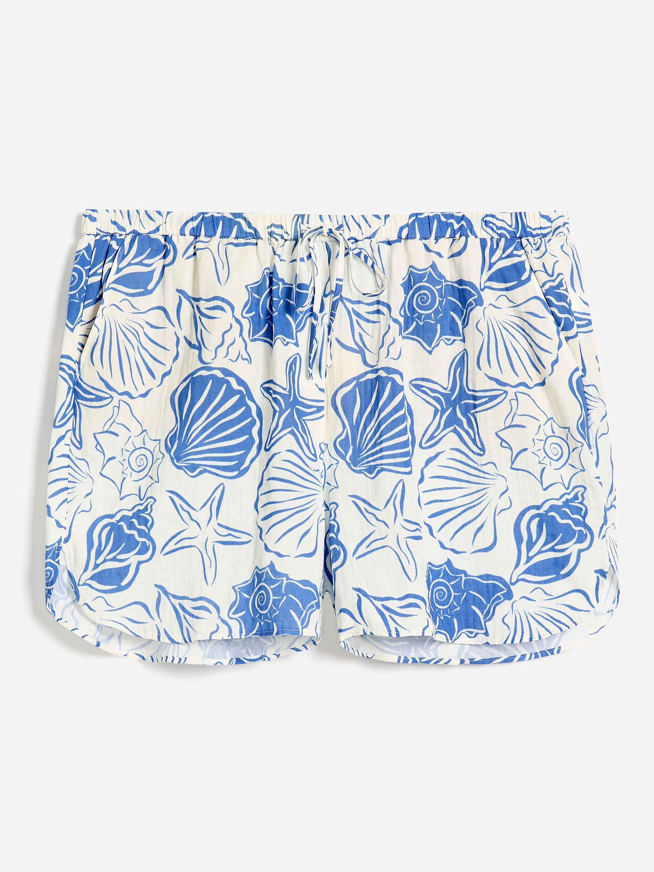 Sea-Print Cotton Pull-On Short