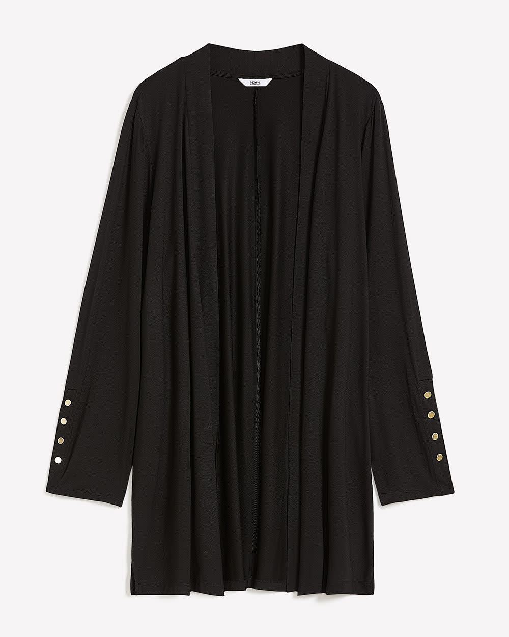 Cardigan noir ouvert à manches longues