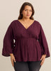 Blouse à col en V et manches amples avec ruban décoratif - Addition Elle
