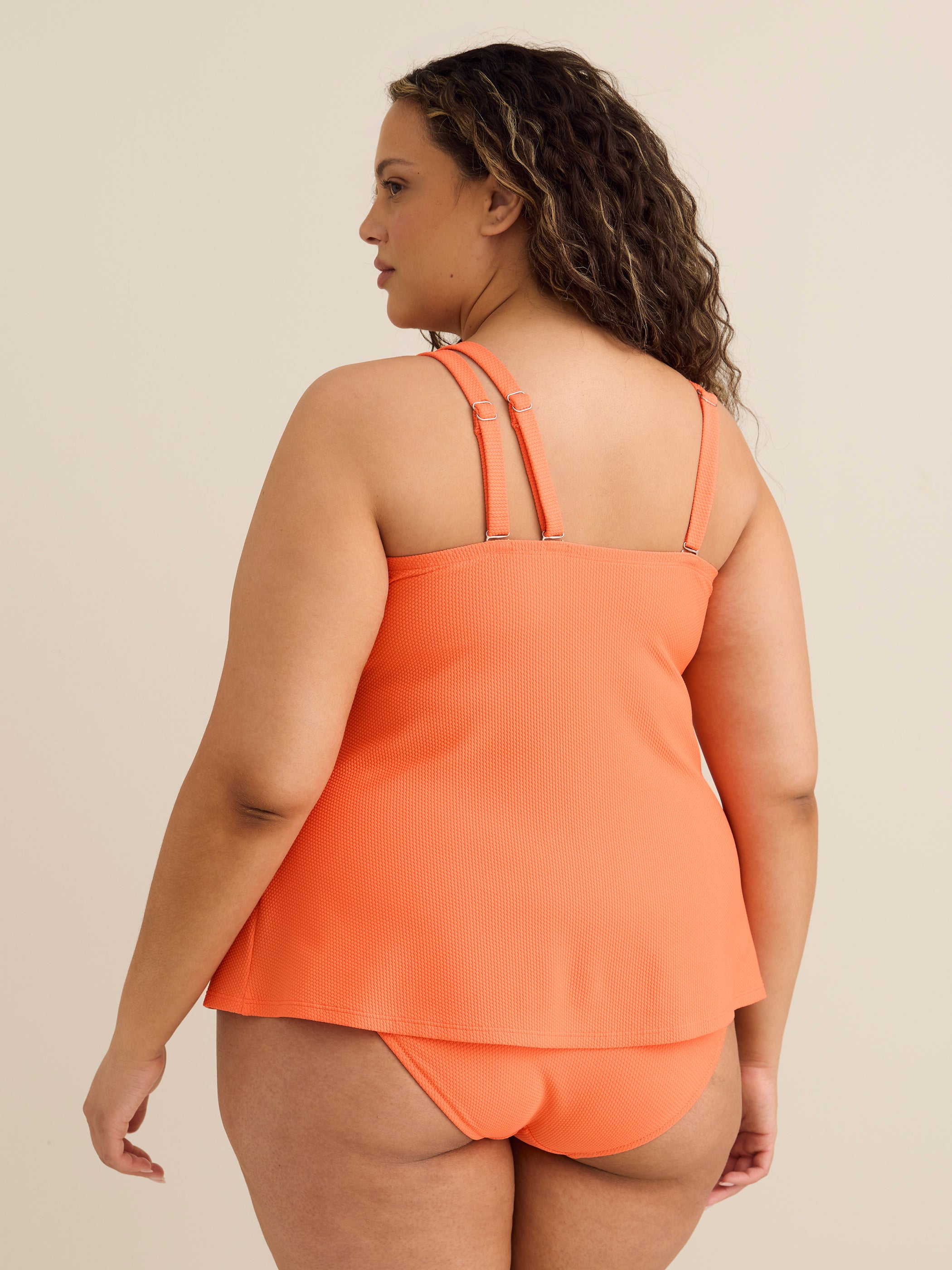 Honeycomb Textured Tankini Top with Convertible Straps