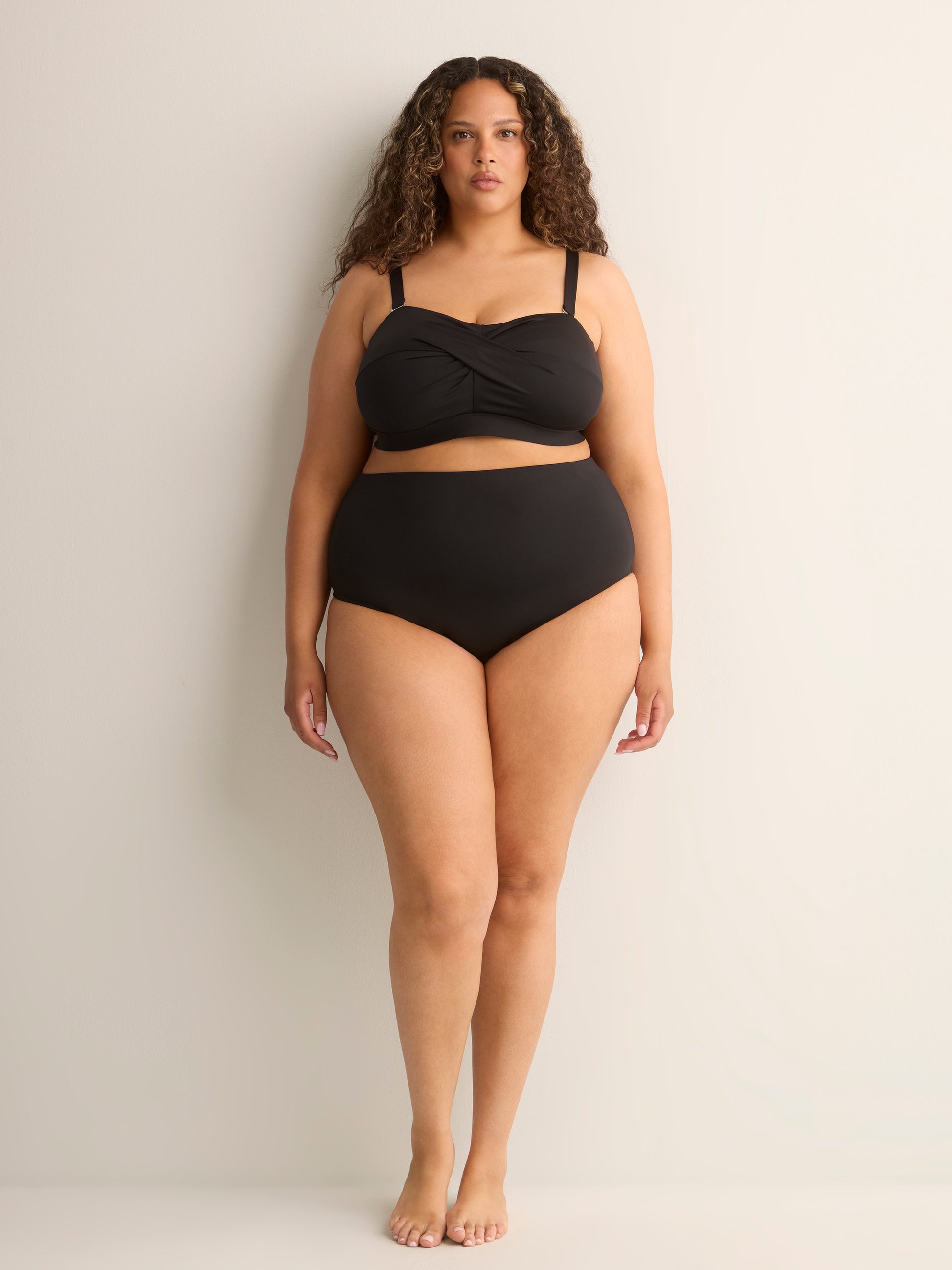 Black High-Waist Basic Swim Brief