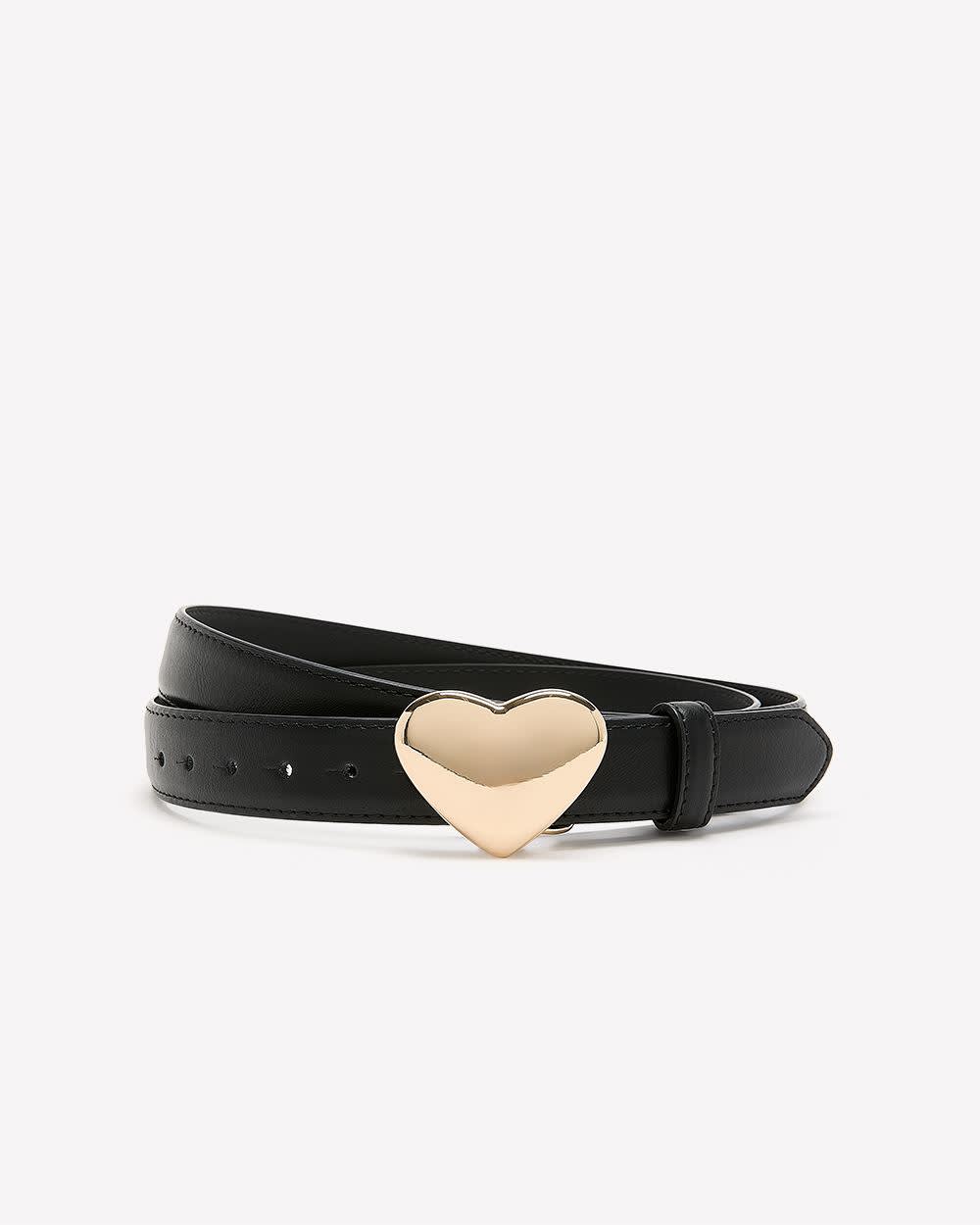 Black Belt with Bubble Heart Buckle
