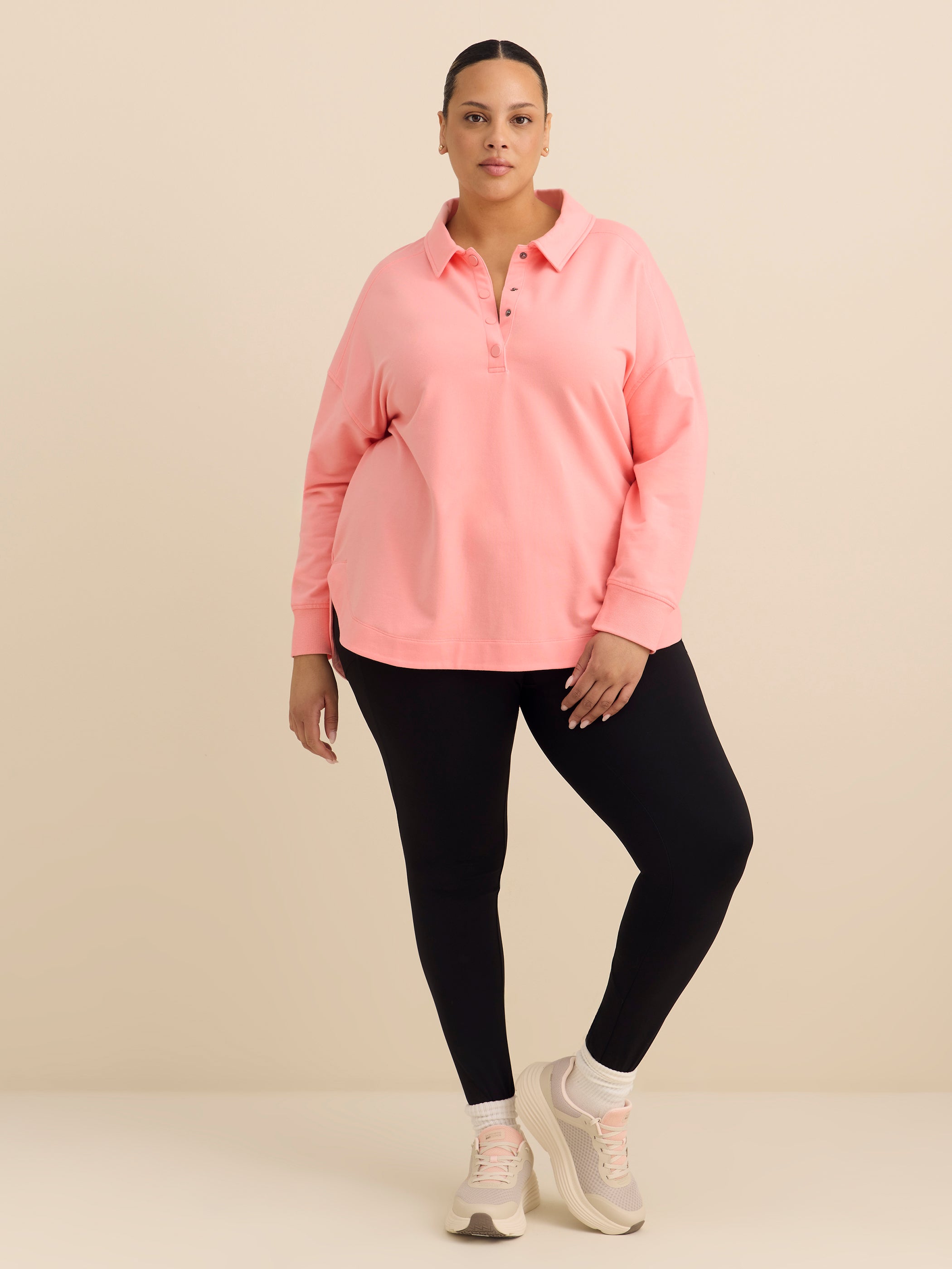 Polo Sweatshirt with Tulip Hem - ActiveZone
