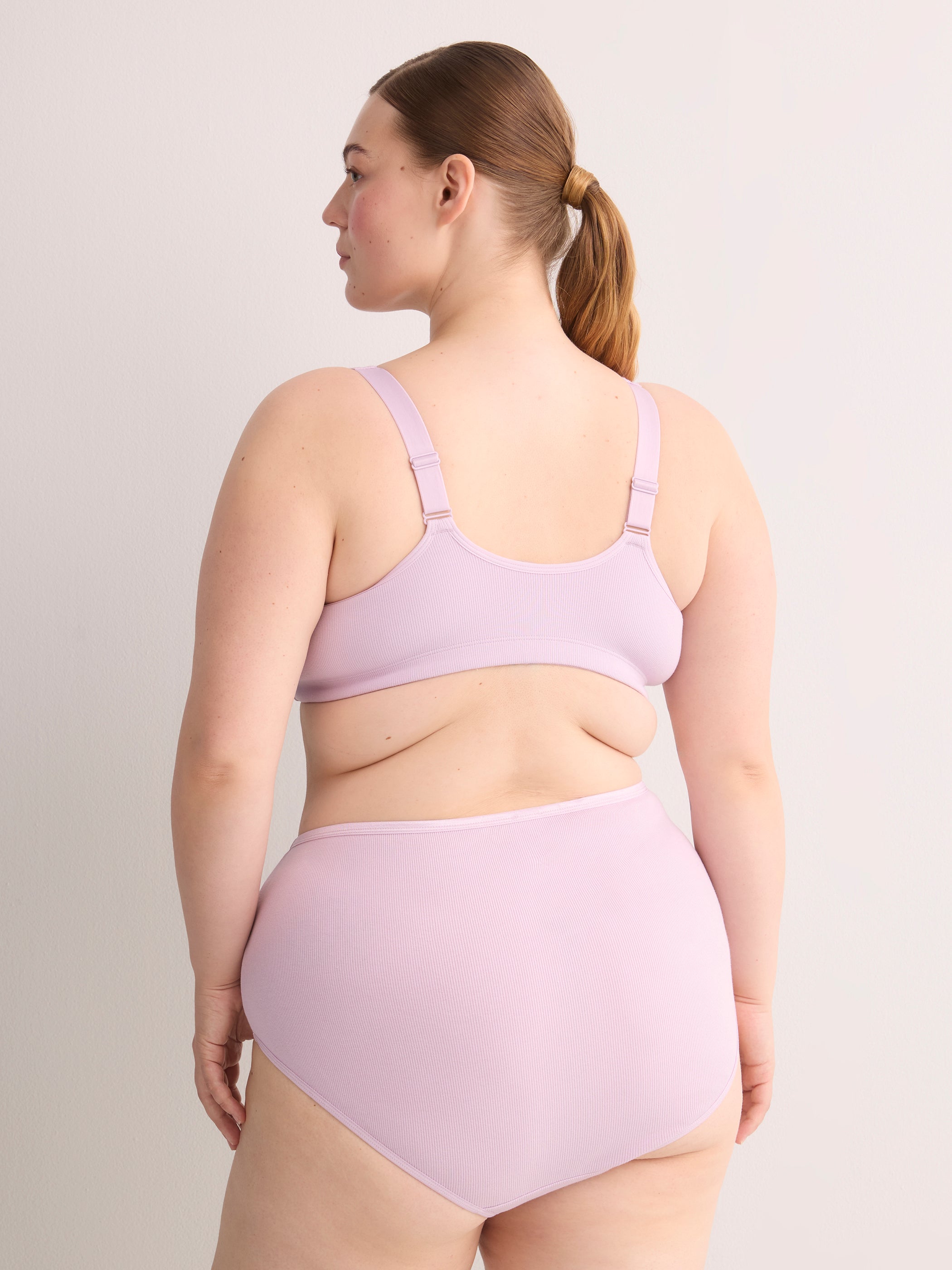 Lavender Wireless Front-Closure Ribbed Knit Bra - ti Voglio