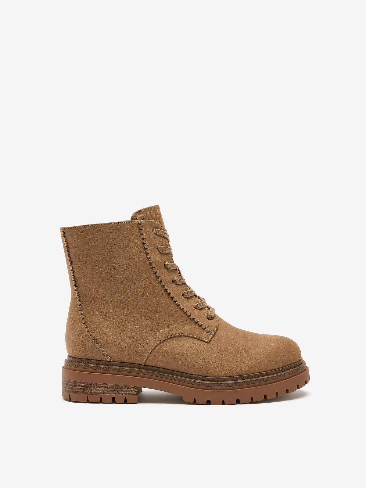 Extra Wide Width, Taupe Faux-Suede Lace-Up Hiker Bootie