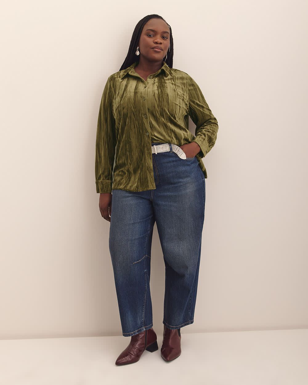 Chemise tricotée pour femmes Penningtons – Coupe droite, col boutonné, 100 % polyester