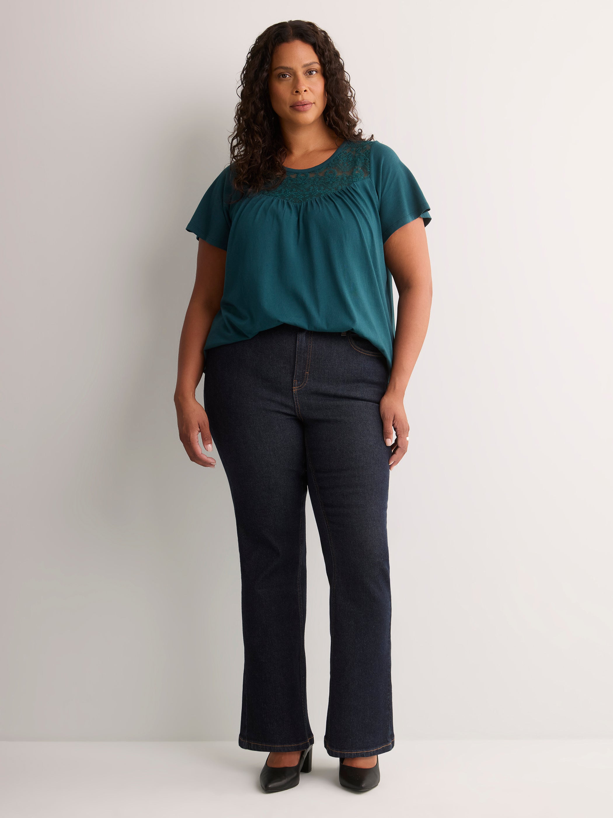 Slight Swing Top with Embroidered Yoke