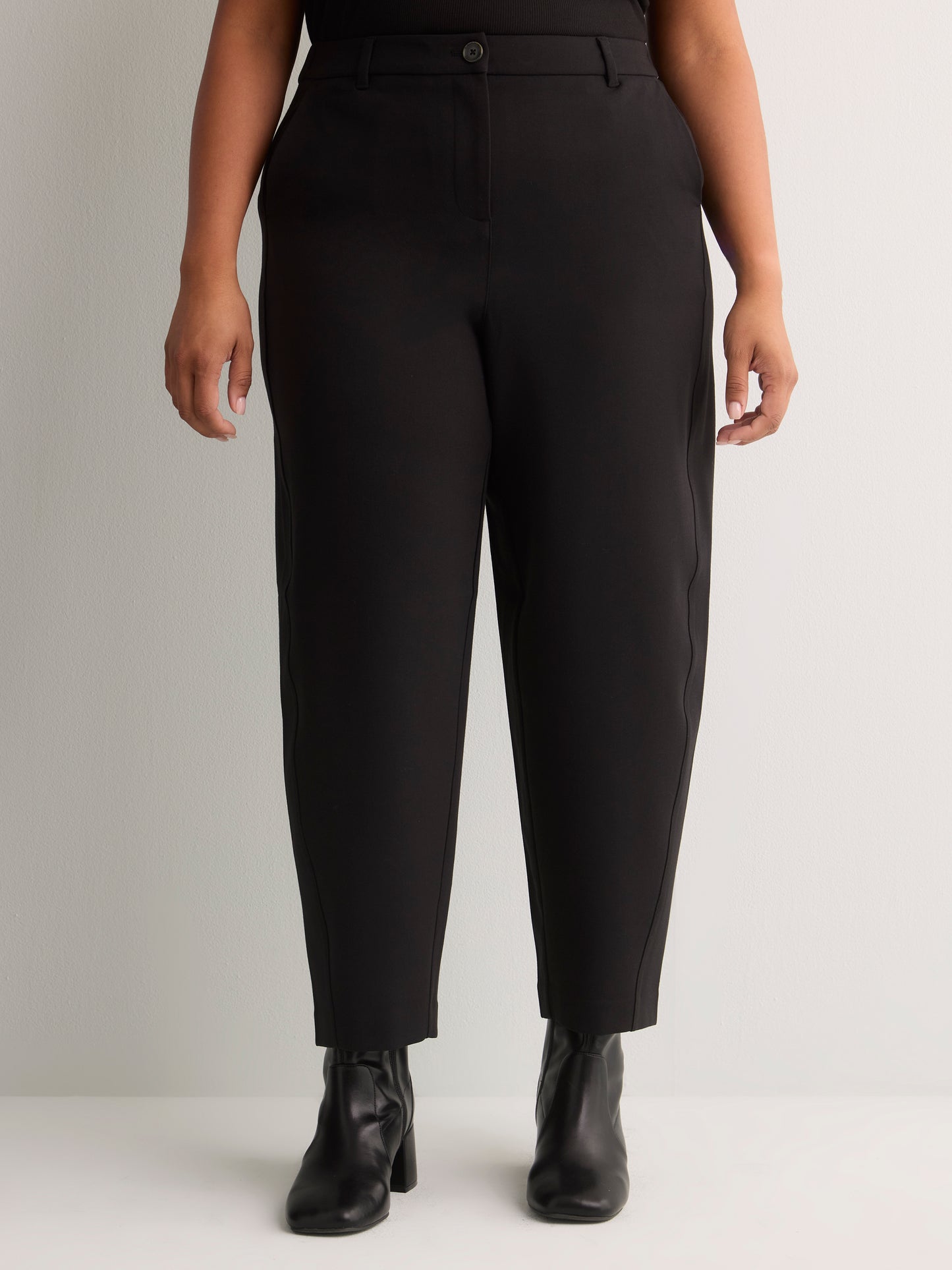 Dark Barrel-Leg Trousers