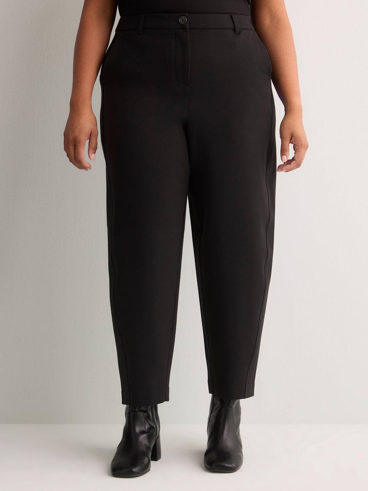 Dark Barrel-Leg Trousers