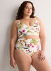 White Floral High-Waist Swim Brief