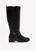 Extra Wide Width and Calf, Tall Black Boot with Thin Studded Straps