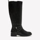 Extra Wide Width and Calf, Tall Black Boot with Thin Studded Straps
