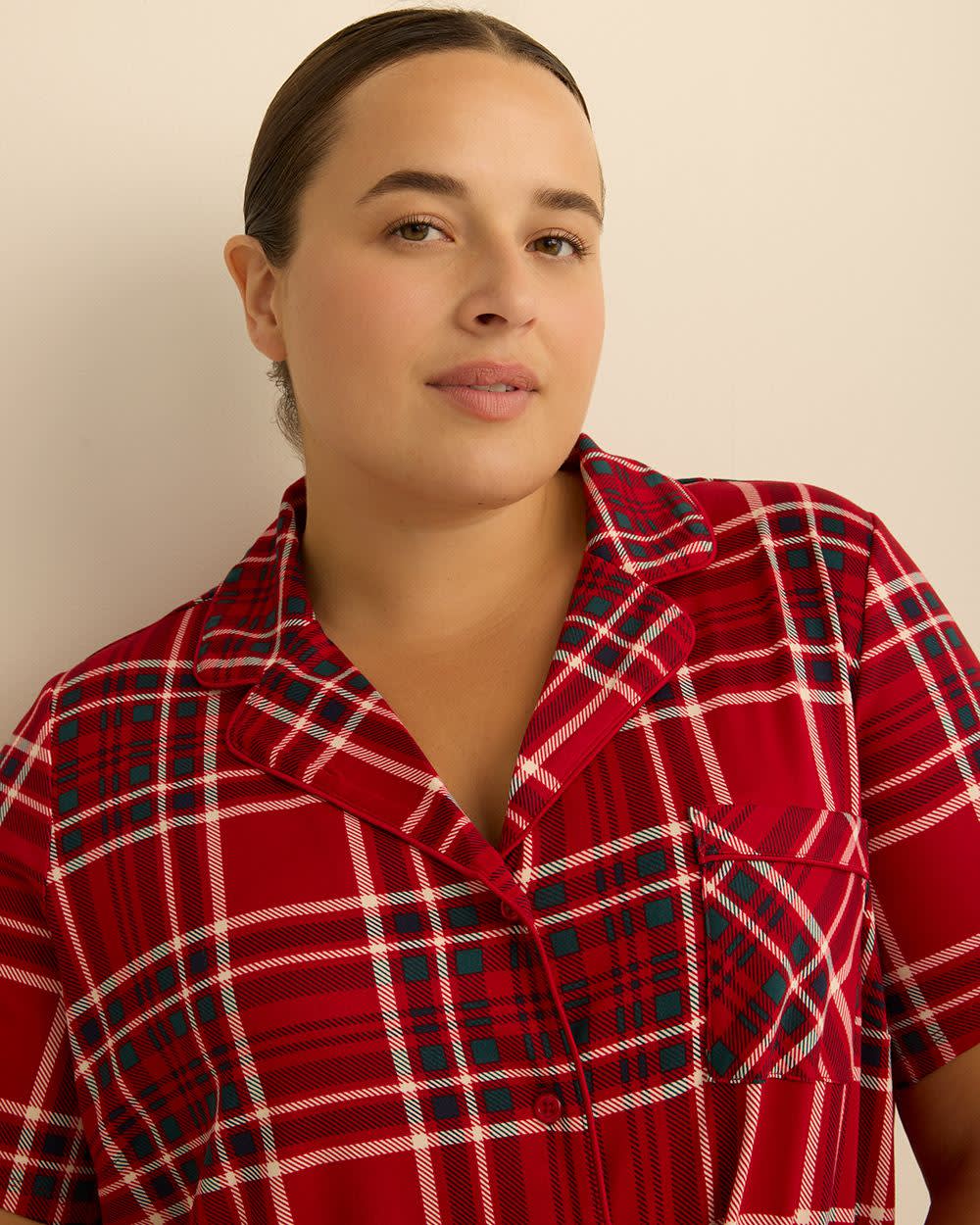 Red Plaid Brushed Boxer Pyjama Set - ti Voglio