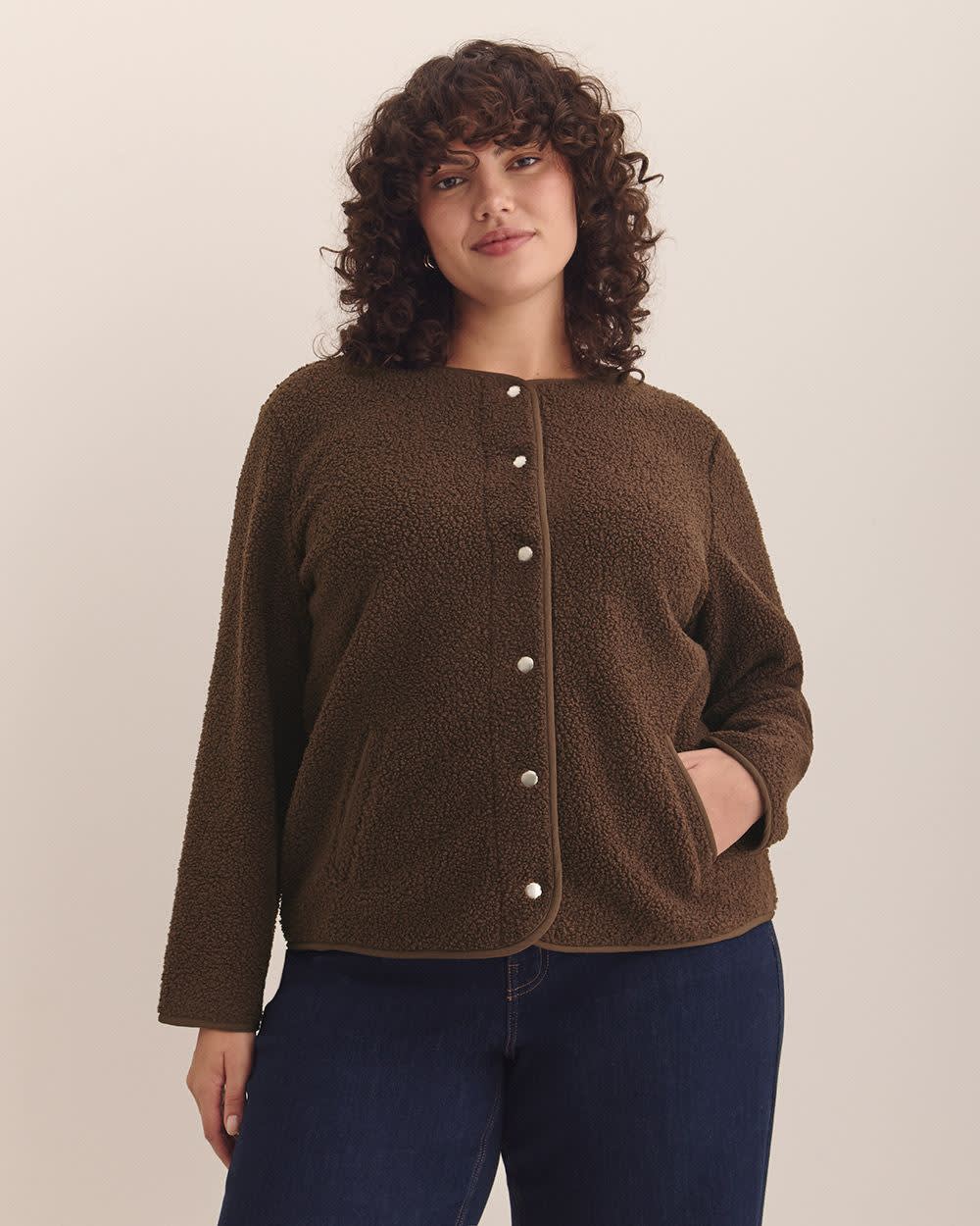 Ladies Knit Cardigan – Straight Fit, Crewneck, Button-Up Front