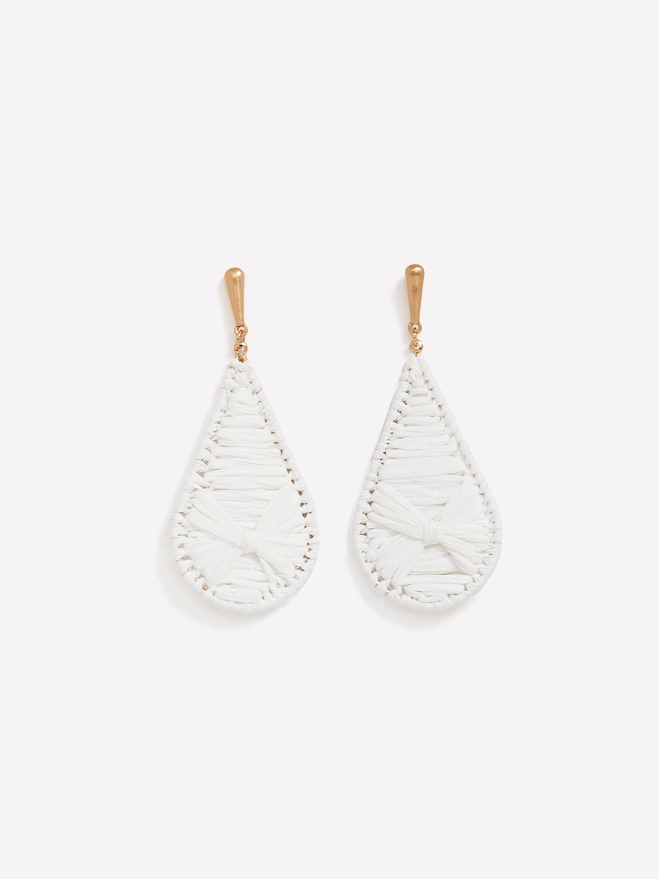 Tear-Drop Raffia Pendant Earrings