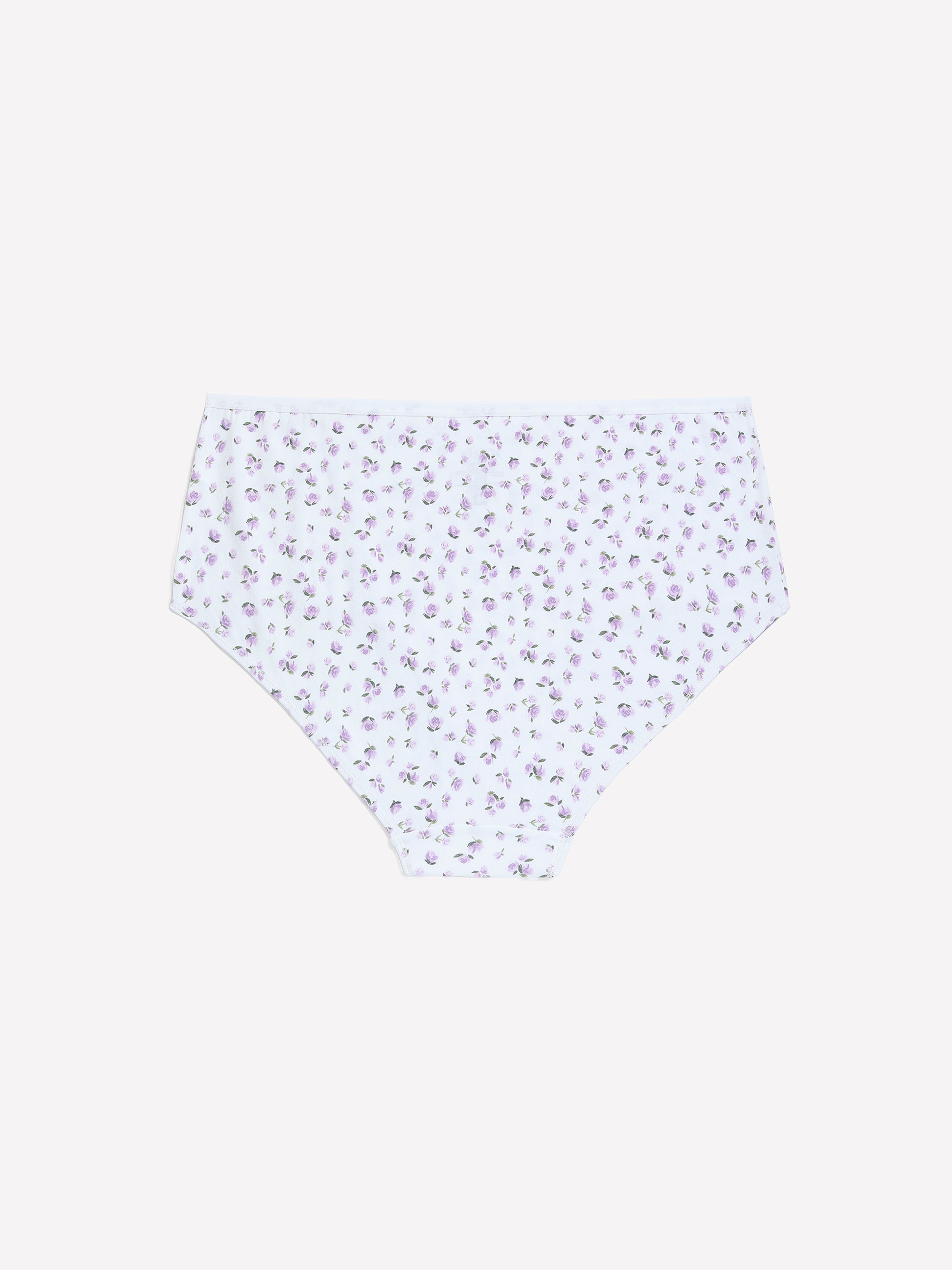 White Floral-Print Cotton Full Brief - ti Voglio