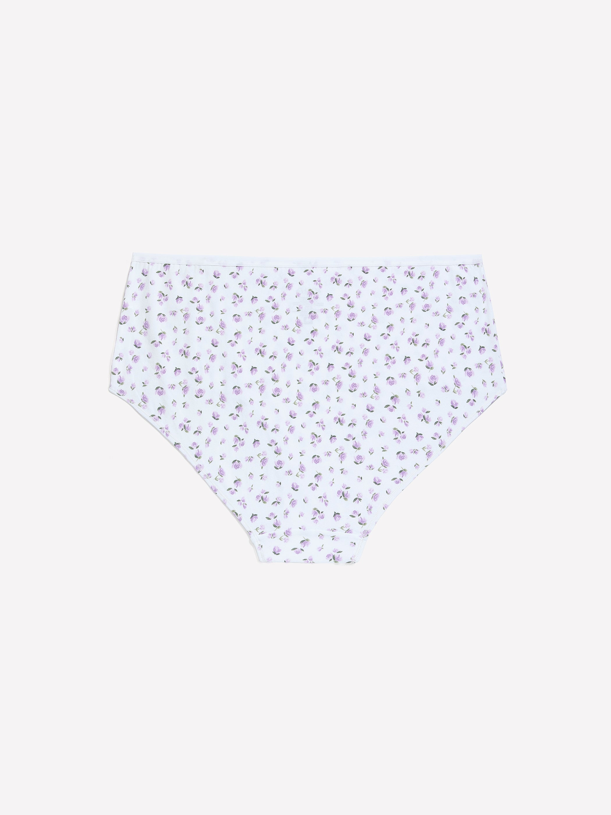 White Floral-Print Cotton Full Brief - ti Voglio