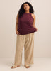 Fitted Halter-Neck Rib Knit Tank Top