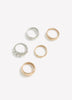 Silver and Golden Assorted Rings, Set of 5