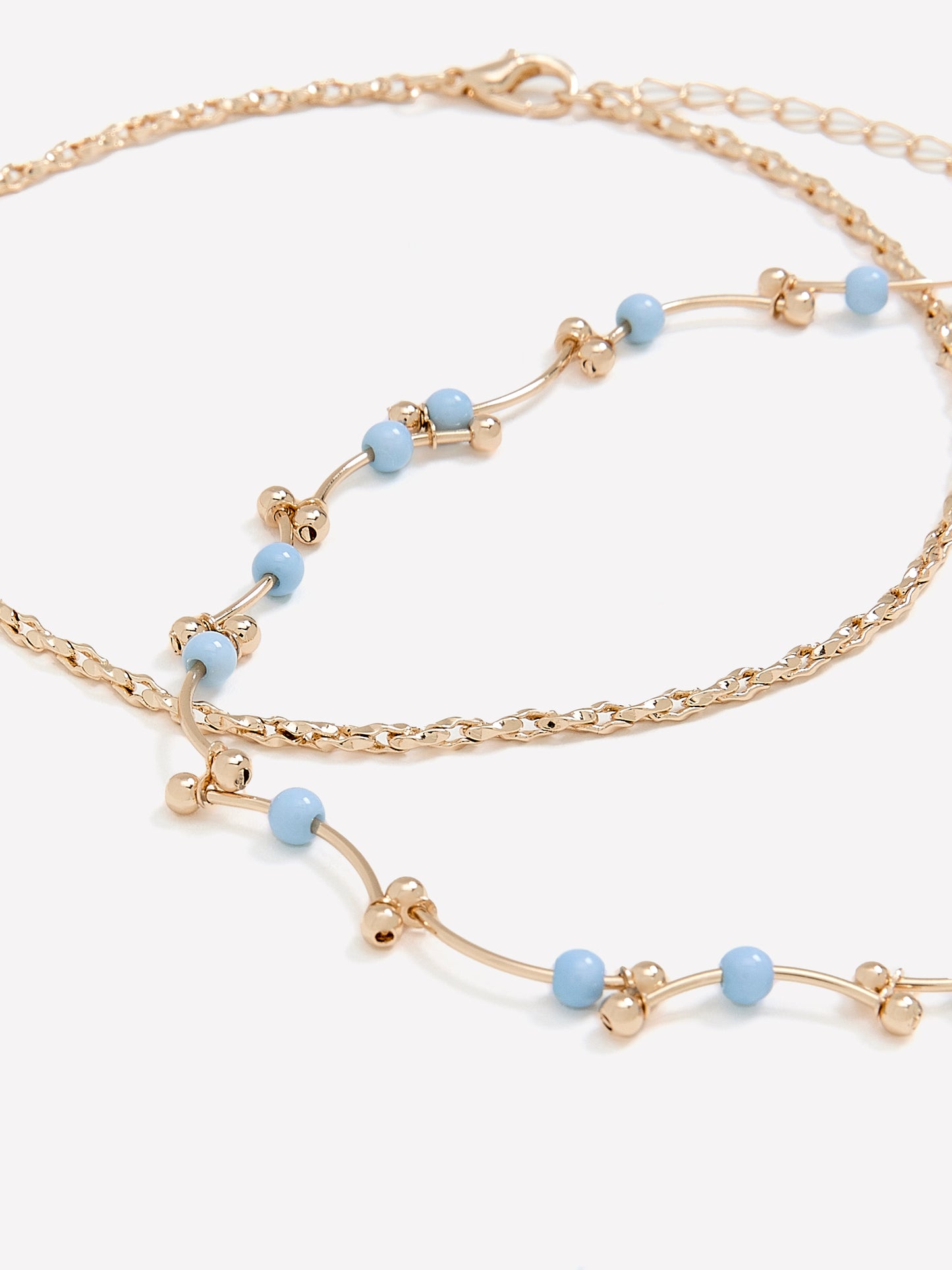 Golden Beaded Anklets, Set of 2