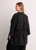 Linen-Blend Loose Kimono Tunic with Waist Drawstring