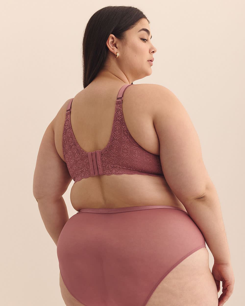 Rose Underwire Plunge Bra with Lace - Déesse Collection