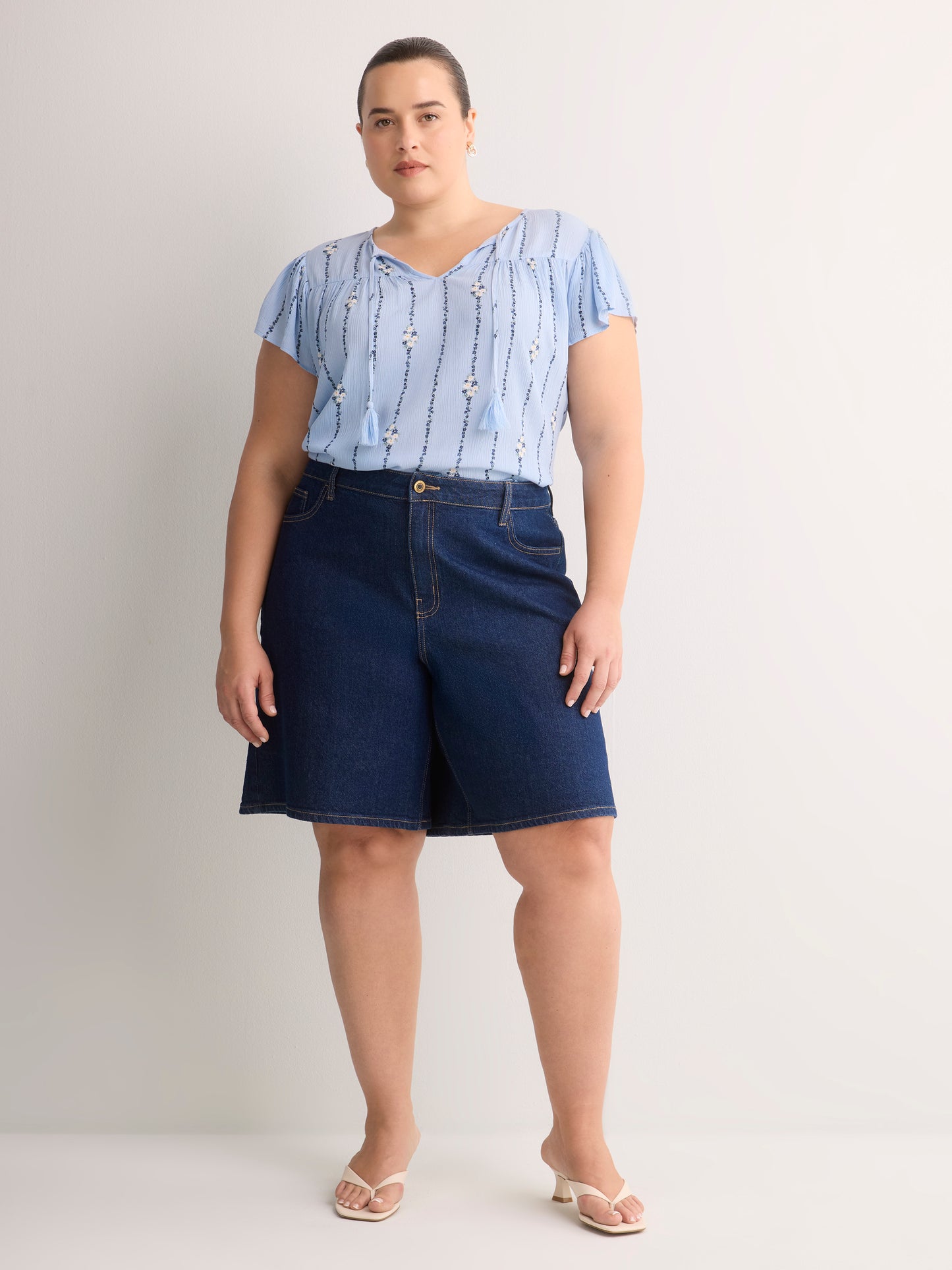 Floral A-Line Split-Neck Blouse