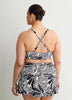 Black Foliage-Print Bikini Top With Front Knot
