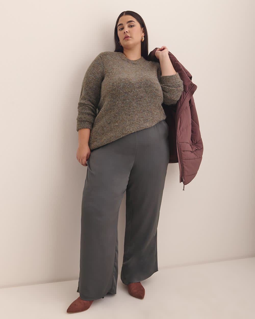 Penningtons Women's Wide Leg Pant – Satin, Pull-On, Slanted Pockets