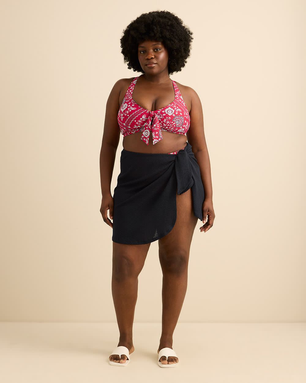 Black Crochet Pareo Swim Cover-Up Skirt