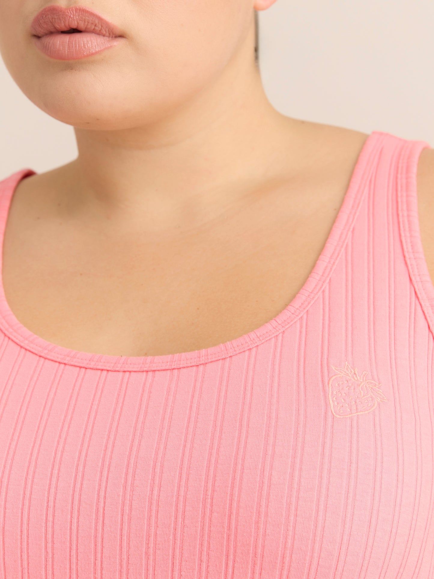 Pink Rib Tank Top and Strawberry Plaid Boxer Pyjama Set - ti Voglio