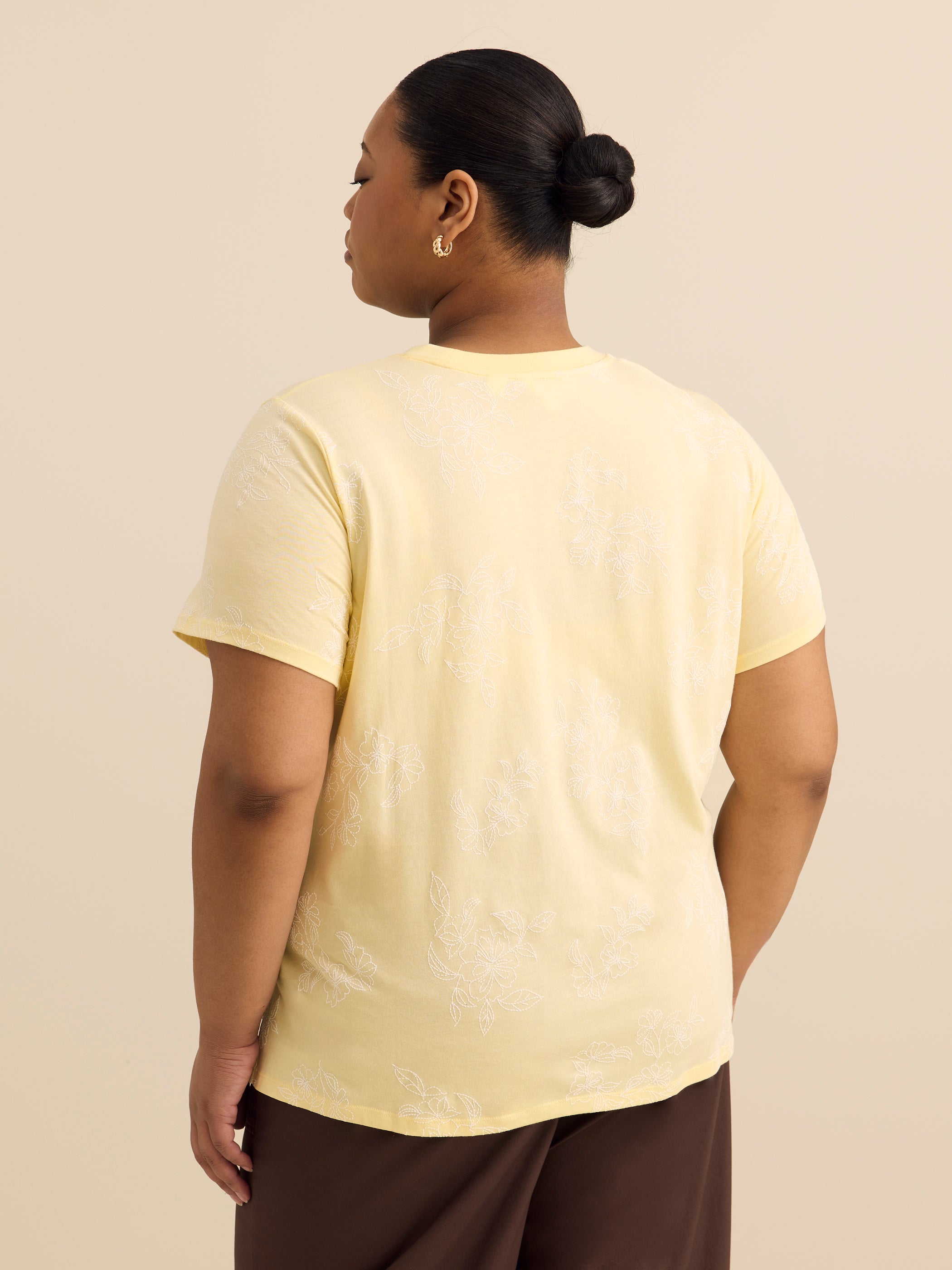 Crewneck Top with Crochet Details