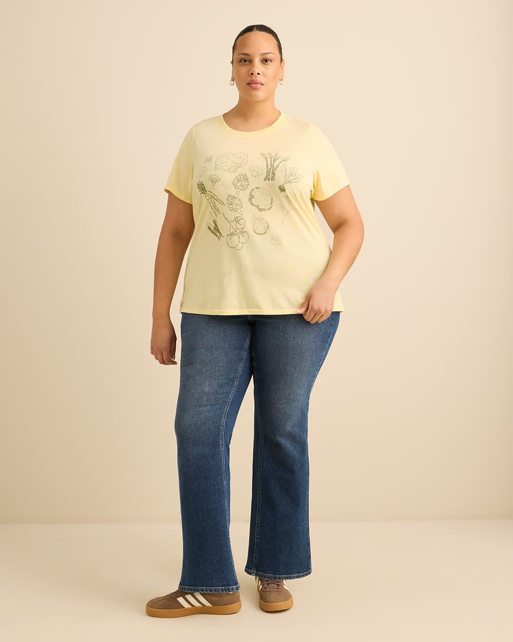 Crewneck Short-Sleeve Knit Top