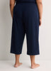 Blue Straight-Leg Rib Knit Capri Pyjama Pant - tiVOGLIO