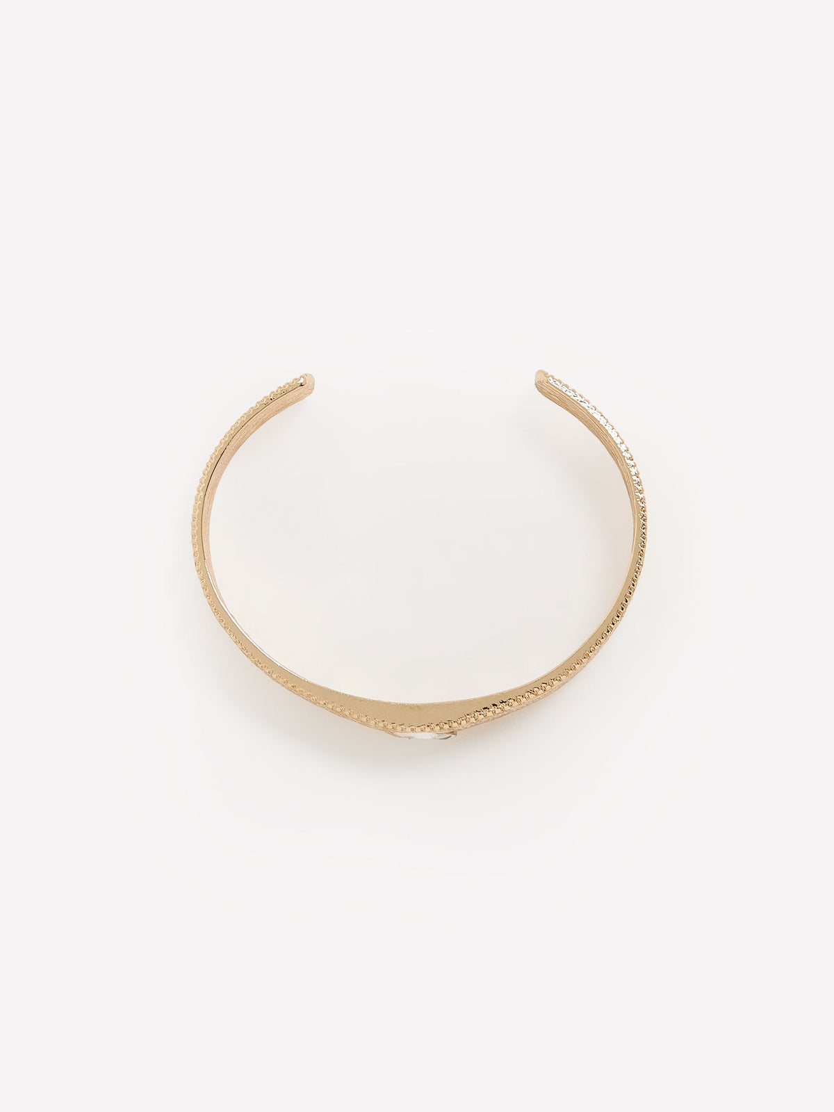 Golden Cuff Bracelet with Oval Stone
