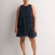 Blue Sleeveless Ruffled A-Line Dress